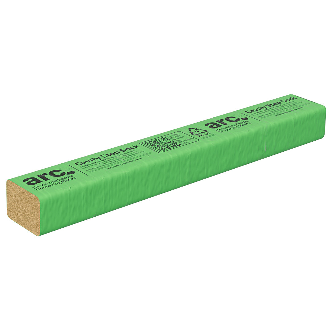 Green packaging of arc cavity stop sock on a white background