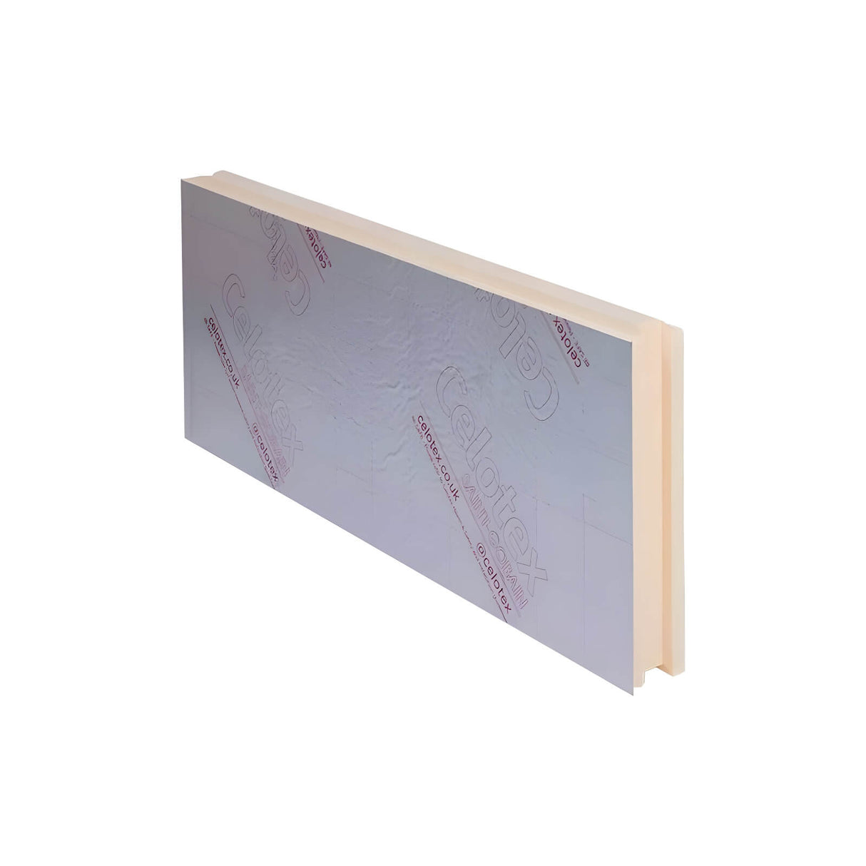 A Celotex Thermaclass 21 board on its side showcasing how it can be fit into a cavity wall