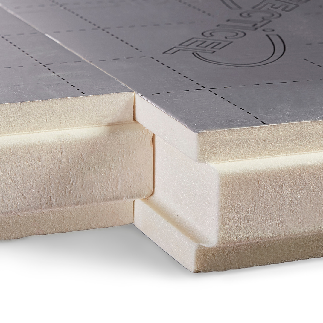 A Recticel Eurowall Full Fill cavity insulation board joint by the grooves with another board