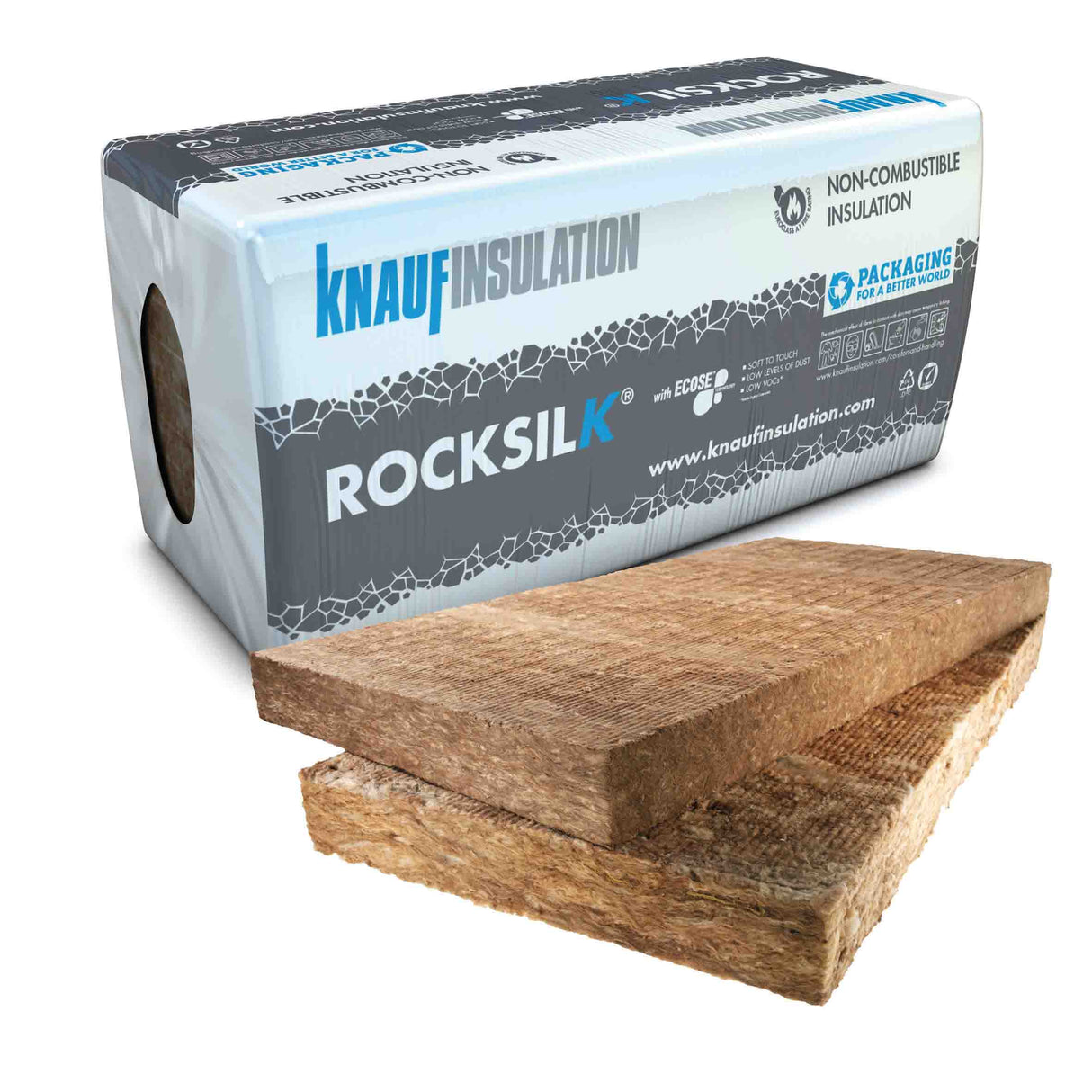 KNauf Rocksilk acoustic floor slab displayed on a white background