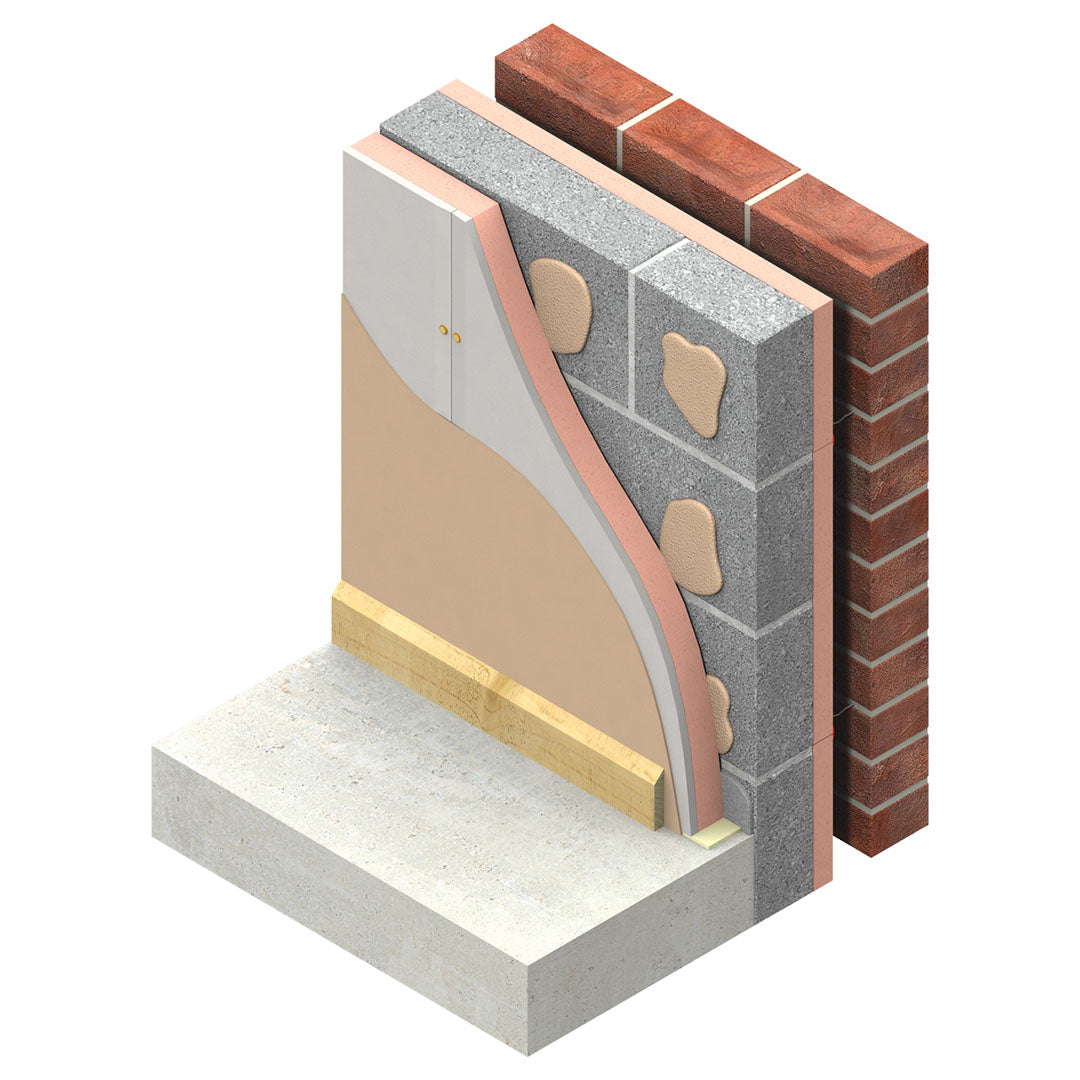 Product image of Kingspan Kooltherm K118 Insulation Board being used in a wall with a white background