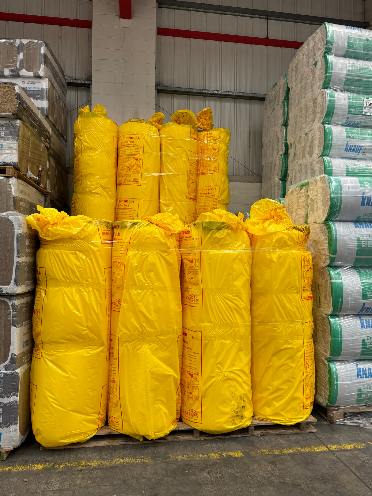 Rolls of Cellecta HD10 displayed in a warehouse