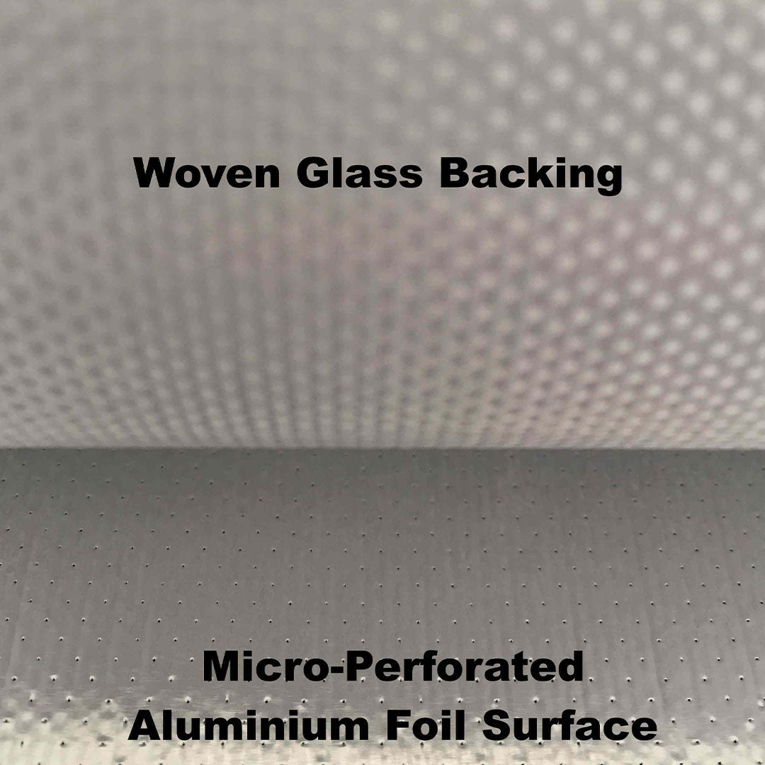 A roll of Thermic Technology PhotonWrap A1 Breathable Reflective Membrane with descriptive writing over the top