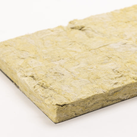 Siderise Black Tissue Faced Stone Wool Acoustic Lining Slab showing the underside of the product