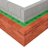 ARC Cavity Stop Sock shown in-between a brick wall