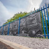 Siderise NCBMR Noise Fence Acoustic Barrier Moisture Resistant shown in action on a fence